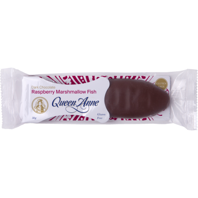 Queen Anne Dark Chocolate Raspberry Marshmallow Fish 50g