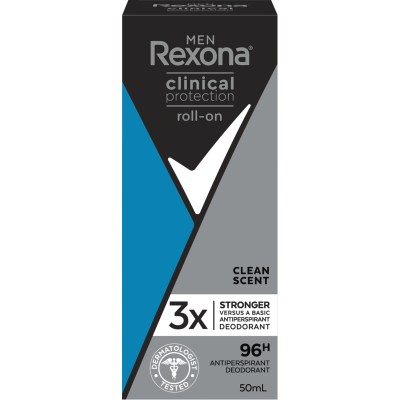 Rexona Clinical Protection Clean Scent 96Hr Antiperspirant Roll On 50ml