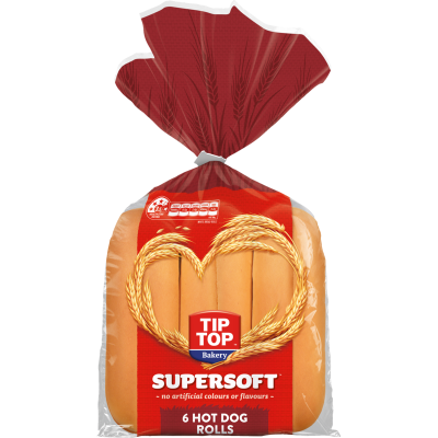 Tip Top Supersoft Hot Dog Rolls 6pk