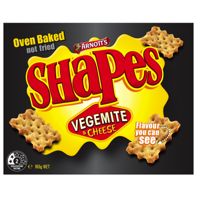 Arnott's Shapes Vegemite & Cheese Crackers 165g