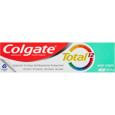 Colgate Total Mint Stripe Antibacterial Fluoride Toothpaste 115g