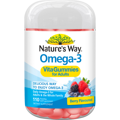 Nature's Way Omega 3 Berry Lemon Cherry Vita Gummies For Adults 110pk