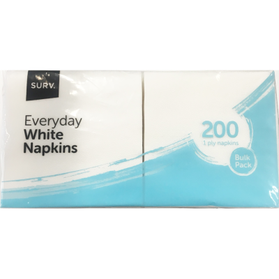 Surv Everyday White 1ply Lunch Napkins ea