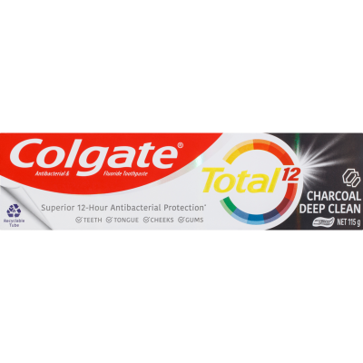 Colgate Total Charcoal Deep Clean Antibacterial Fluoride Toothpaste 115g