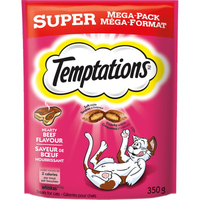 Temptations Hearty Beef Flavour Treats For Cats 350g