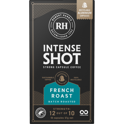 Robert Harris Intense Shot French Roast Strong Coffee Capsules 10pk