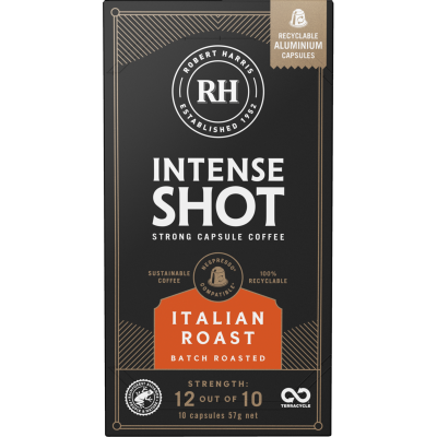 Robert Harris Intense Shot Italian Roast Strong Coffee Capsules 10pk