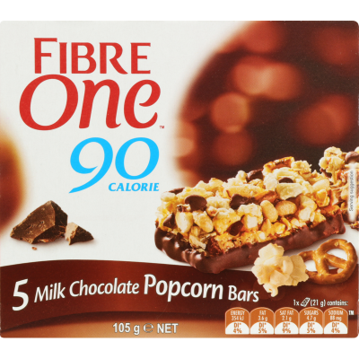 Fibre One Milk Chocolate Popcorn Bars 5 x 21g