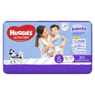 Huggies Ultra Dry Nappy Pants Boys Size 5 12-17kg 30pk