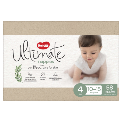 Huggies Ultimate Nappies Size 4 10-15kg 58pk