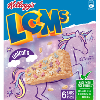Kellogg's LCMs Unicorn Magic Rice Bubble Bars 6 x 22g