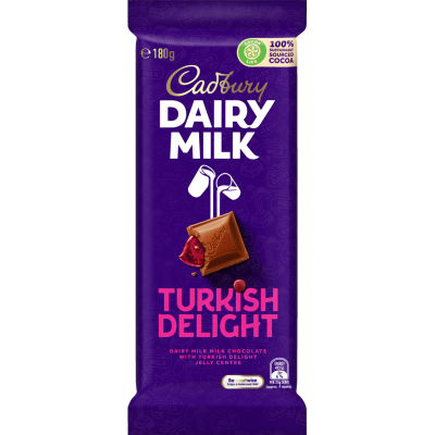 Cadbury Dairy Milk Turkish Delight Chocolate Block 180g