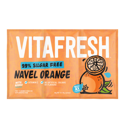 Vitafresh Naval Orange 99% Sugar Free Flavoured Drink Mix 3 x 15g