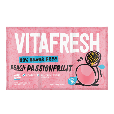 Vitafresh Peach Passionfruit 99% Sugar Free Flavoured Drink Mix 45g