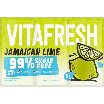 Vitafresh Jamaican Lime 99% Sugar Free Flavoured Drink Mix 3 x 15g