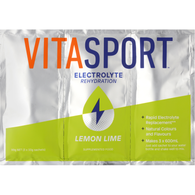 Vitasport Electrolyte Rehydration Lemon Lime Electrolyte Drink Base 3 x 33g