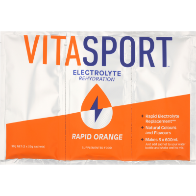 Vitasport Electrolyte Rehydration Rapid Orange Electrolyte Drink Base 3 x 33g