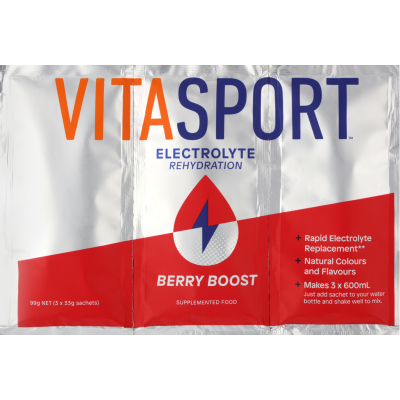 Vitasport Electrolyte Rehydration Berry Boost Electrolyte Drink Base 3 x 33g
