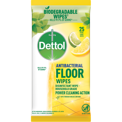 Dettol Citrus Antibacterial Floor Wipes 25pk