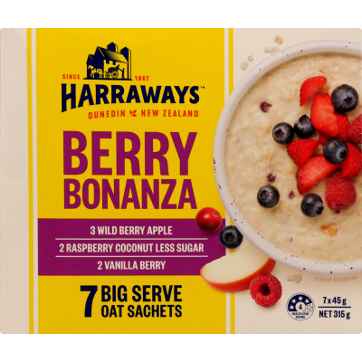 Harraways Berry Bonanza Big Serve Oat Sachets 7 x 45g