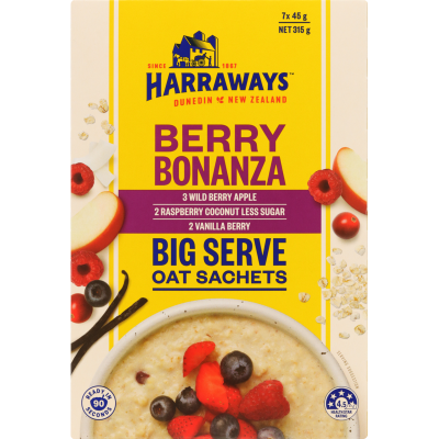 Harraways Berry Bonanza Big Serve Oat Sachets 7 x 45g