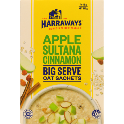 Harraways Apple Sultana & Cinnamon Big Serve Oat Sachets 7 x 45g