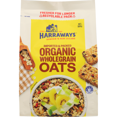 Harraways Organic Wholegrain Oats 800g