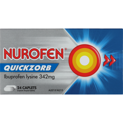 Nurofen Quickzorb Ibuprofen Fast Pain Relief Caplets 24pk