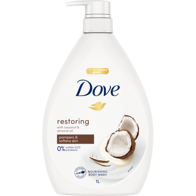 Dove Restoring Coconut & Almond Oil Nourishing Body Wash 1l