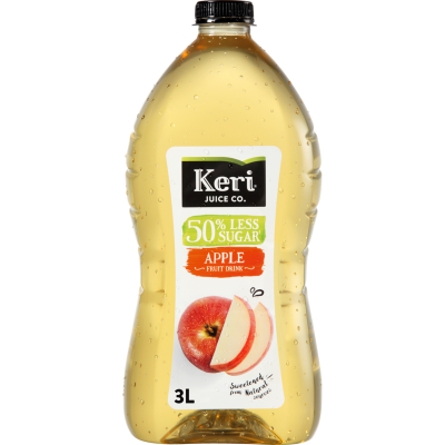 Keri Apple 50% Less Sugar Fruit Drink 3l