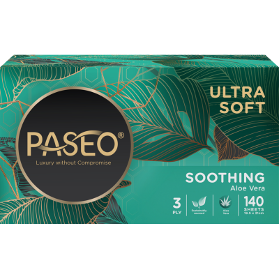 Paseo Ultra Soft Soothing Aloe Vera 3 Ply Tissues 140pk