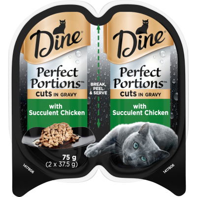 Dine Perfect Portions Cuts In Gravy With Succulent Chicken Wet Cat Food 75g