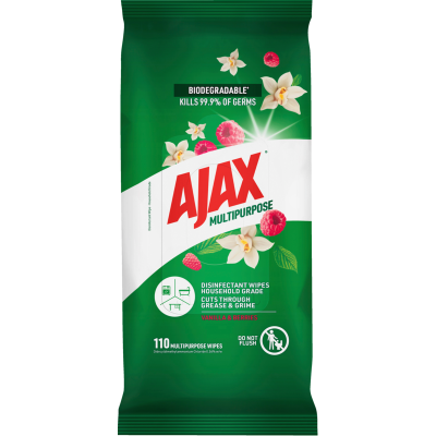 Ajax Eco Vanilla & Berries Multipurpose Disinfectant Wipes 110pk