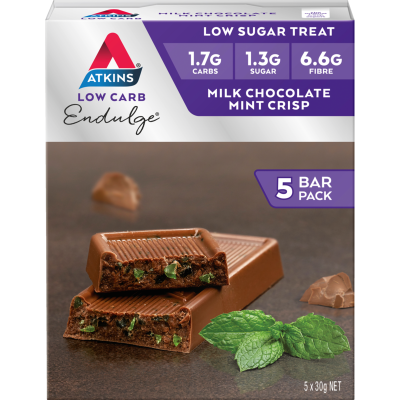 Atkins Endulge Milk Chocolate Mint Crisp Bars 5 x 30g