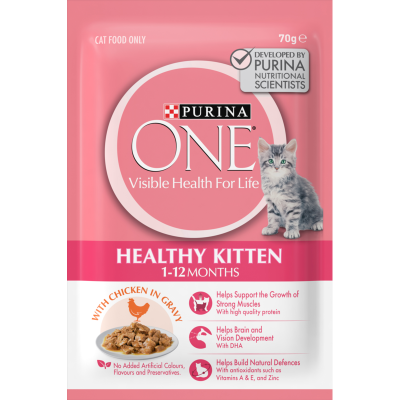 Purina ONE Chicken In Gravy Healthy Kitten 1-12 Months Cat Food 70g