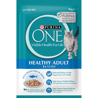 Purina ONE Oceanfish In Gravy Adult 1+ Years Cat Food 70g