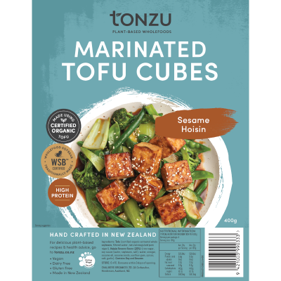 Tonzu Organic Marinated Sesame Hoisin Tofu Cubes 400g