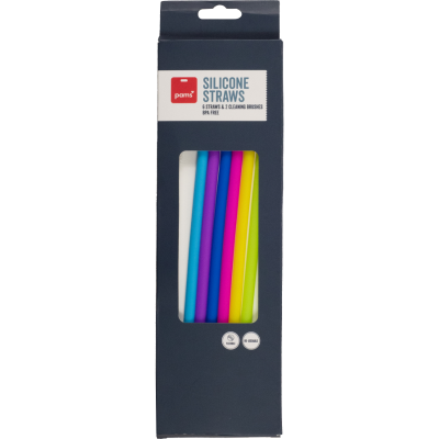 Pams Silicone Straws with Brushes 6pk