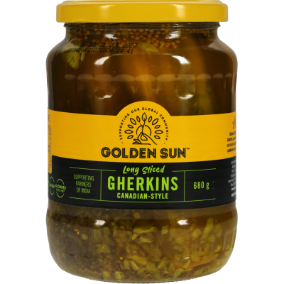 Golden Sun Long Sliced Canadian Style Gherkins 680g