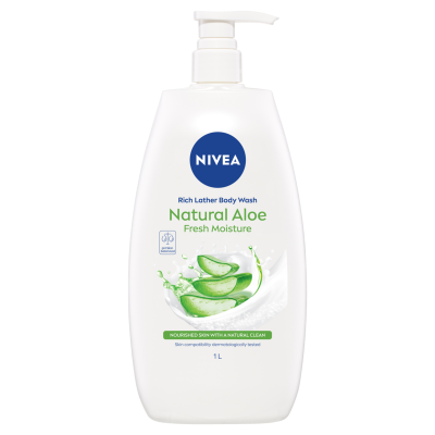Nivea Natural Aloe Fresh Moisture Rich Lather Body Wash 1000ml