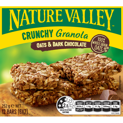 Nature Valley Oats & Dark Chocolate Crunchy Granola Bars 6 x 42g