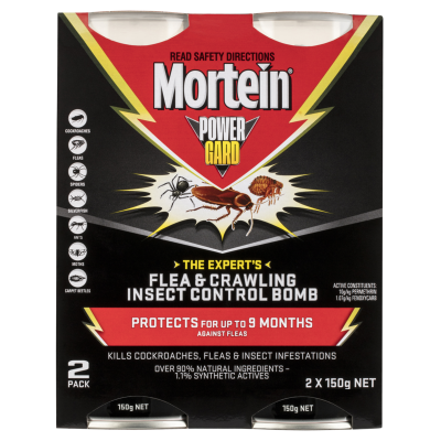 Mortein Power Gard Flea & Crawling Insect Control Bomb 2 x 150g