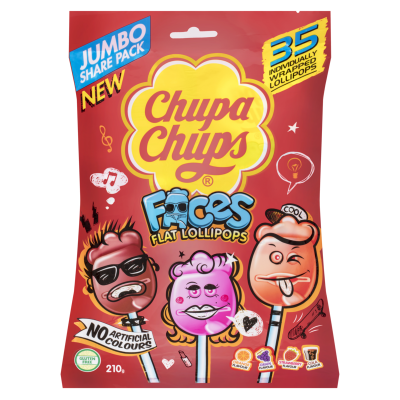 Chupa Chups Faces Flat Lollipops 210g