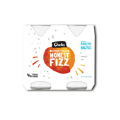 Charlie's Honest Fizz Orange Mango Fizzy Fruit Drink 4 x 320ml