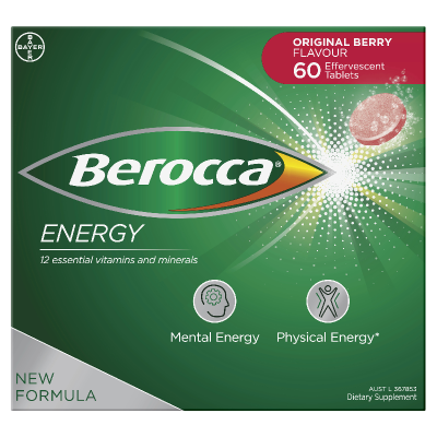 Berocca Energy Orignal Berry Flavour Effervescent Tablets 60pk