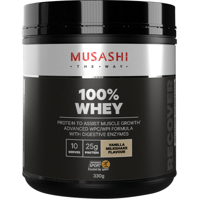 Musashi Vanilla Milkshake Flavour 100% Whey Powder 330g