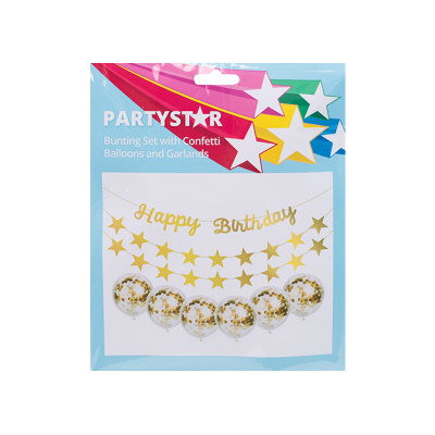 Korbond Partystar Bunting Set With Confetti Balloons And Garlands ea