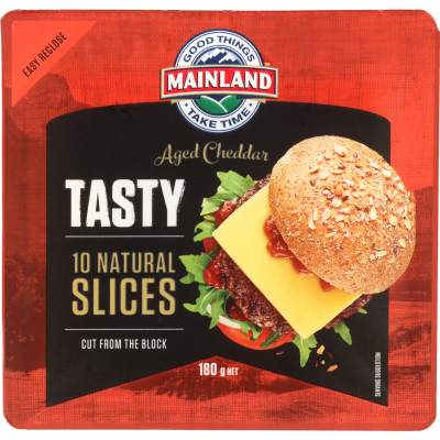 Mainland Tasty Aged Cheddar Natural Cheese Slices 180g