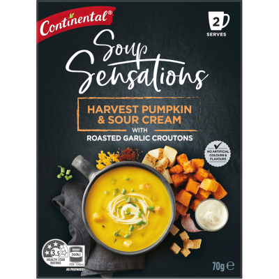 Continental Harvest Pumpkin & Sour Cream With Roasted Garlic Croutons Soup Sensations 70g