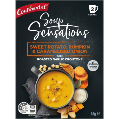 Continental Sensations Sweet Potato Pumpkin & Caramelised Onion With Roasted Garlic Croutons Soup 63g